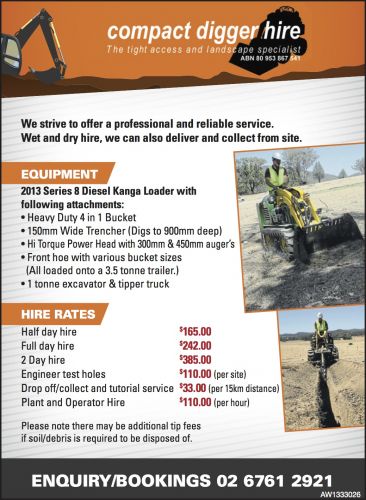 Compact Digger Hire - Suburb Australia 4